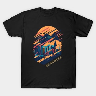 Vintage Sunshine in Town Retro Style T-Shirt